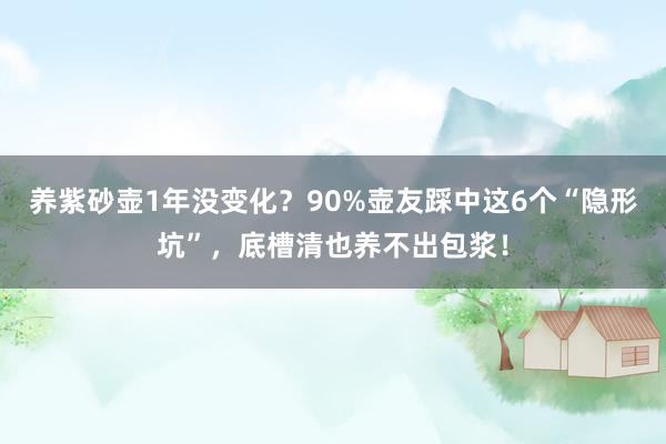 养紫砂壶1年没变化？90%壶友踩中这6个“隐形坑”，底槽清也养不出包浆！